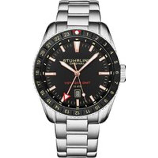 Voyager GMT Quartz GMT Diver Watch with Stainless Steel Bracelet - Black - One Size