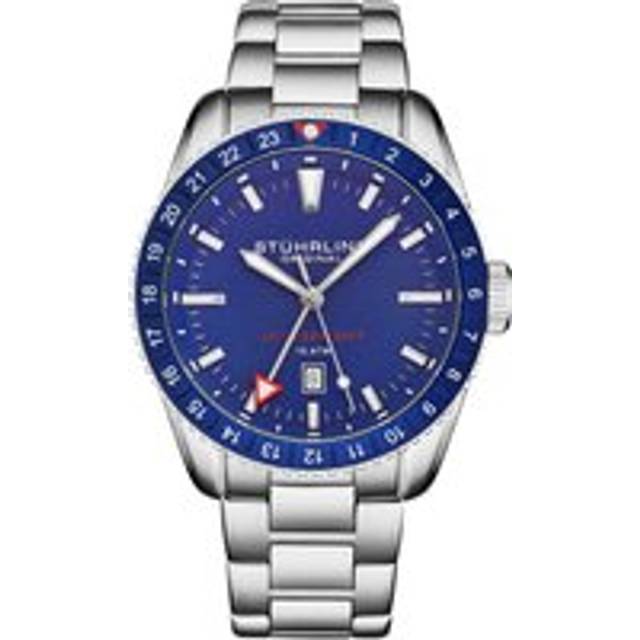 Voyager GMT Quartz GMT Diver Watch with Stainless Steel Bracelet - Blue - One Size