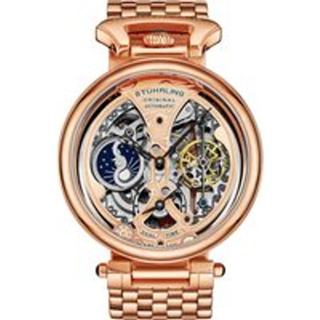 Emperor's Grandeur Dual Time Automatic 46mm Skeleton Watch with Stainless Steel Link Bracelet - Metallics - One Size