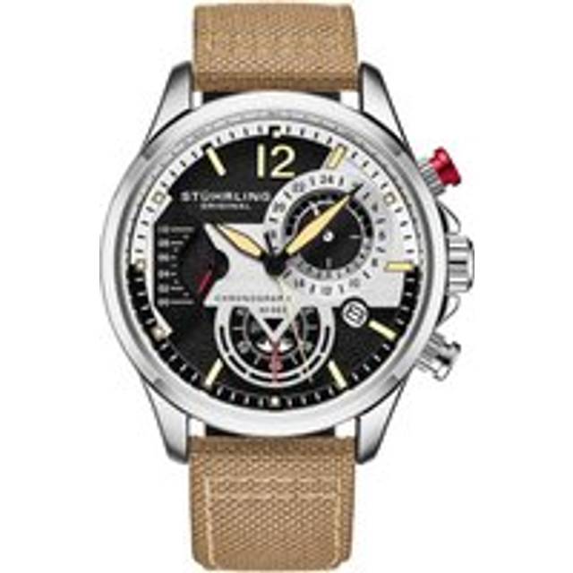Cordura Quartz 45mm Aviator Watch with Leather Strap - Beige - One Size