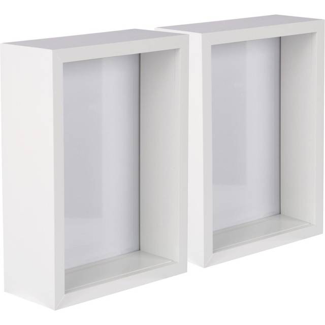 Nicola Spring - 3D Deep Box Photo Frames - White (19cm H x 14cm W x 6cm D)