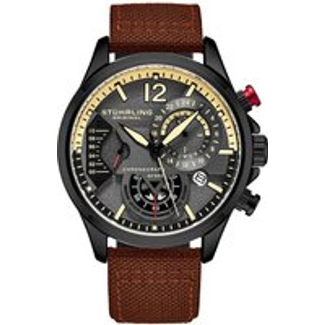 Cordura Quartz 45mm Aviator Watch with Leather Strap - Brown - One Size