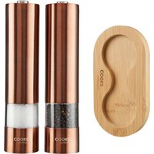 Cooks Professional Electric Copper Salt and Pepper Mill Grinder with Stand - Brown
