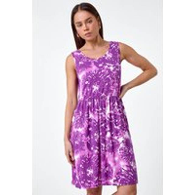 Roman Petite Womens Tie Dye Pocket Dress - Purple - Size 16 UK