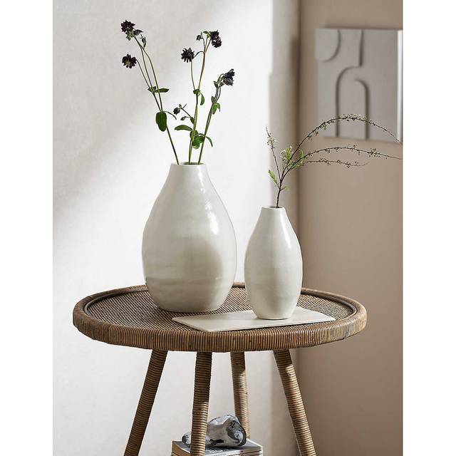 The White Company Tural Marley Large Glazed Earthenware Vase 31cm 1 Size - NATURAL
