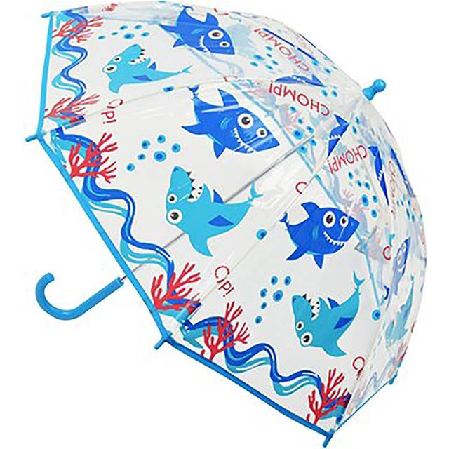 KAV Kids Transparent School Umbrella Boys and Girls-Design Parasol (Poe Shark)
