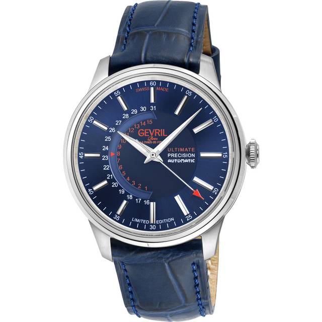 Guggenheim 49201 Automatic Sellita SW220 316L Stainless Steel Blue Dial, Genuine Italian Handmade Blue Leather Watch - One Size