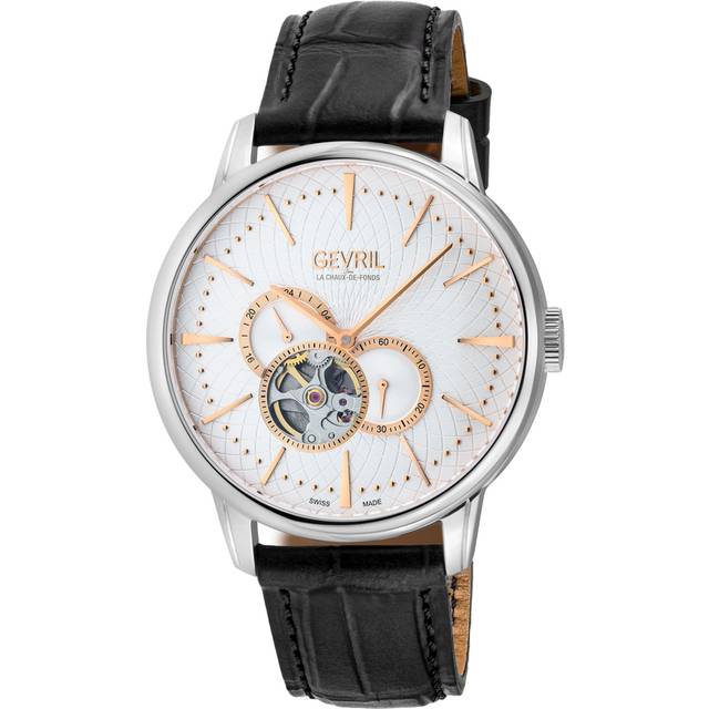 Mulberry SS Case, Silver/White Dial with embossed textured, Genuine Italian Handmade Black Leather Watch - One Size