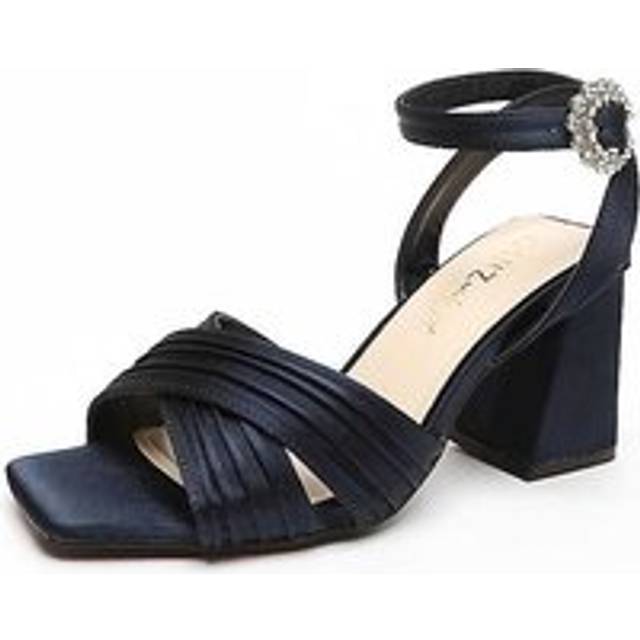 Quiz Navy Satin Heel Sandals