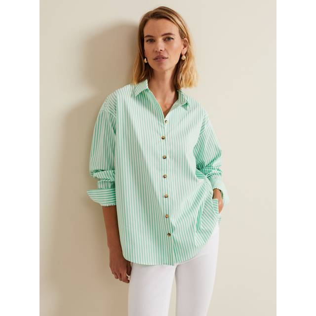 Phase Eight Women's Green Striped Shirt - Green/Ivory - 24