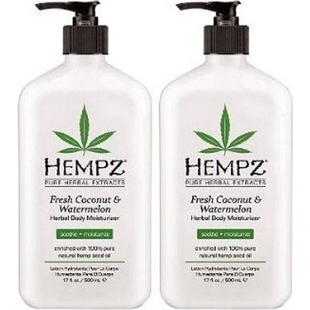 Hempz herbal body moisturizer, pearl white, fresh coconut/watermelon, 17 Ounce,pack of 2