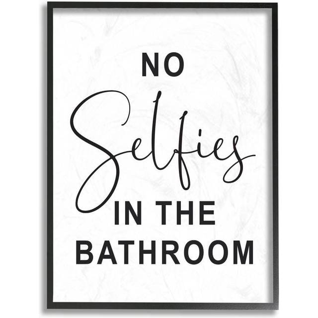 Stupell Industries No No Selfies Funny Word Bathroom Black and White Design Prints  Multi-Color
