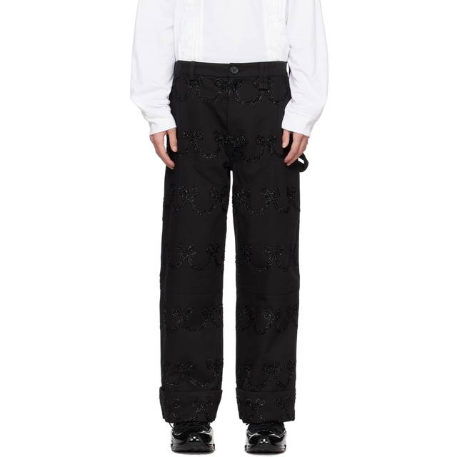 Simone Rocha Black Embroidered Jeans - BLACK/BLACK - M