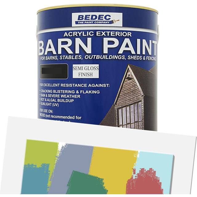 Bedec Barn Paint, Battleship Grey Semi-Gloss 5L, Exterior Multi-Surface Protective Coating, Paints, Fence Paint, Cladding Coatin