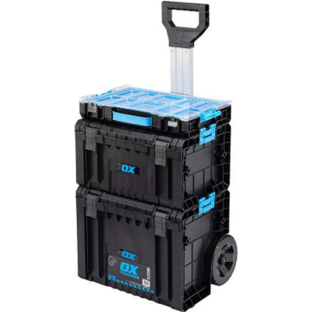 Ox Tools - Ox Tooltrek Trade 3 Piece Deep Tool Box + Trolley Wheels + Organiser OX-T602703