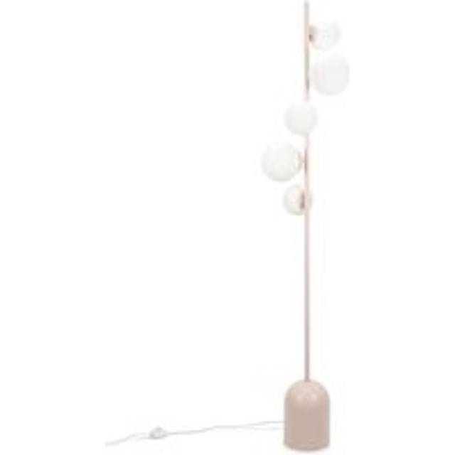 Marlow Blush Pink Metal 5 Way Standing Floor Lamp with Glass Globe Lampshades