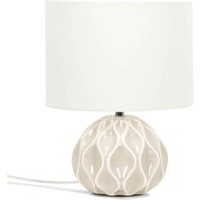 Valuelights - Luca Natural Textured Ceramic Table Lamp with a Cream Fabric Lampshade Bedside Light