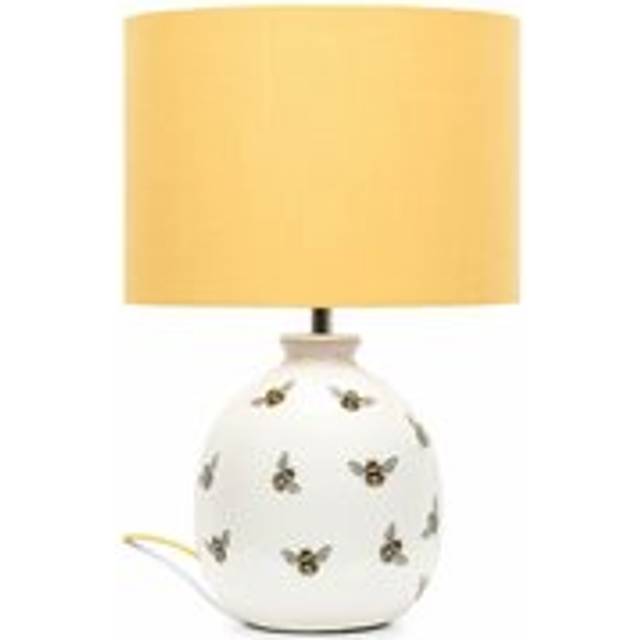 Valuelights - Bumble Bee Ceramic Bedside Table Lamp with a Yellow Fabric Lampshade