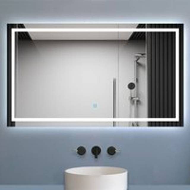 Aica Sanitaire - 1600x800mm Large Bathroom Mirrors with led Lights Illuminated Backlit Wall Mount Light Up Mirror Dimmable Switch Horizontal/Vertical