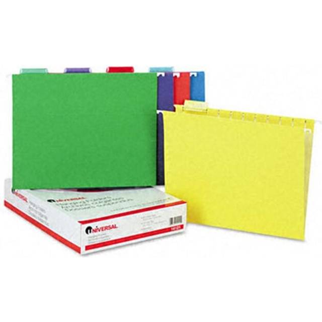 Hanging File Folders- 1/5 Tab- 11 Point- Letter- Assorted Colors- 25/Box