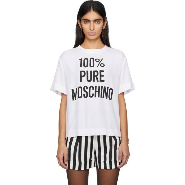 Moschino White '100% Pure Moschino' T-Shirt - J1001 Fantasy White - IT 44