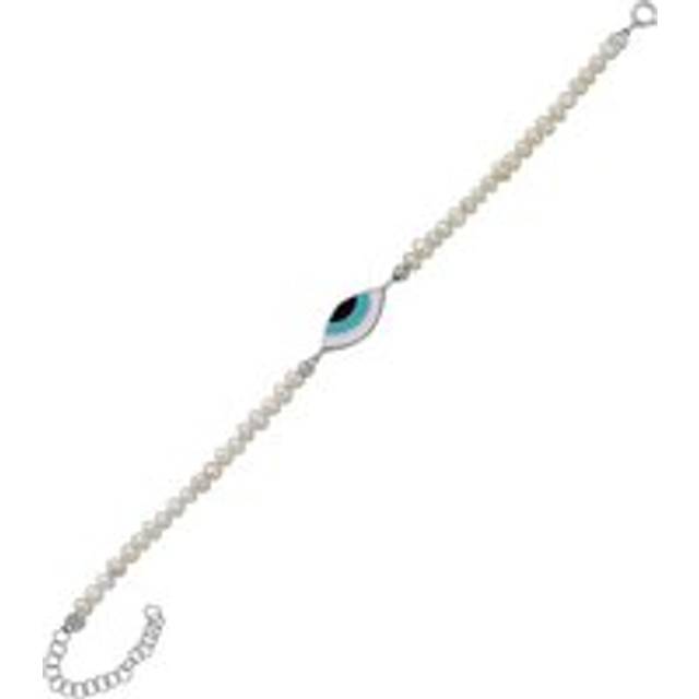 Womens Pearl Evil Eye Sterling Silver Bracelet - Grey - One Size
