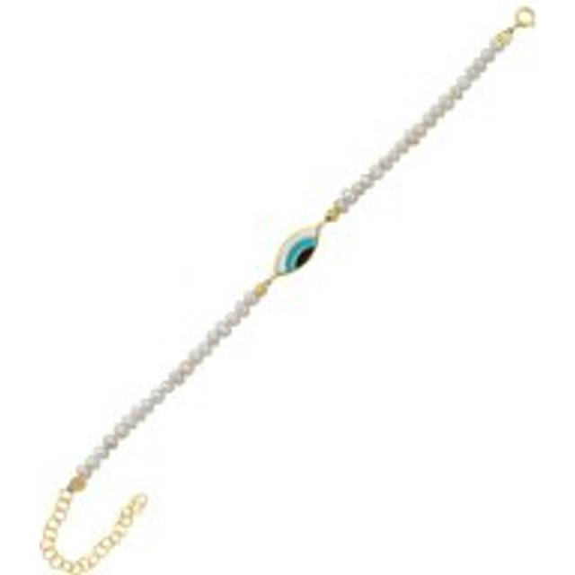 Womens Pearl Evil Eye Sterling Silver Bracelet - Metallics - One Size