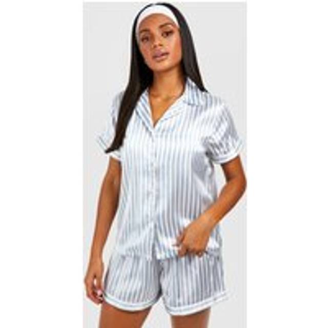 Womens Contrast Stripe Pyjama Short Set - Grey - 14, Grey
