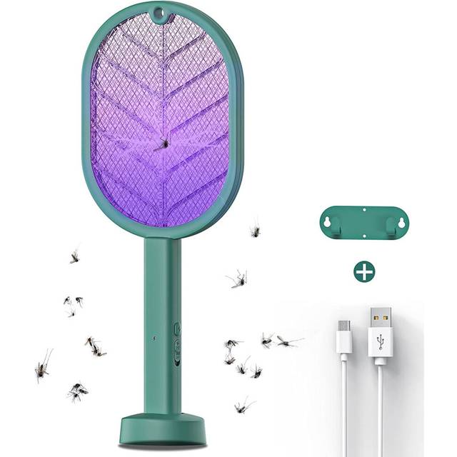 2 in 1 10 LED Electric Fly Racket Zapper Killer Swatter Bug Mosquito