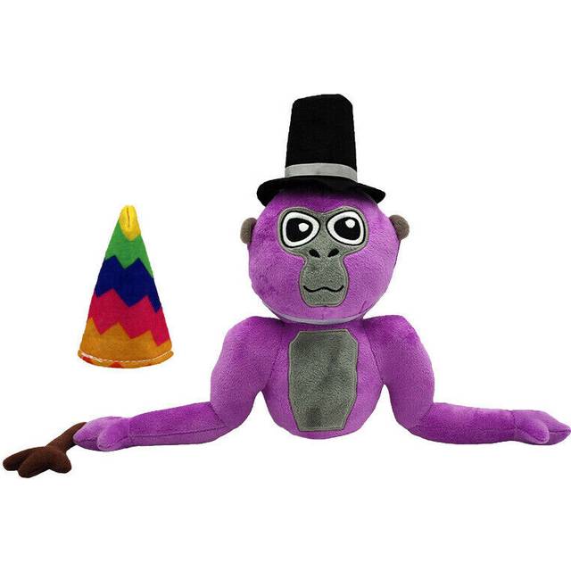 (Purple with 2 hats and 1 branch) NEW Gorilla Tag Plush Monkey Stuffed Animal for Kids Birthday Xmas Gifts UK
