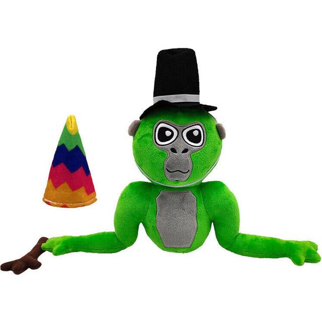 (Green with 2 hats and 1 branch) NEW Gorilla Tag Plush Monkey Stuffed Animal for Kids Birthday Xmas Gifts UK