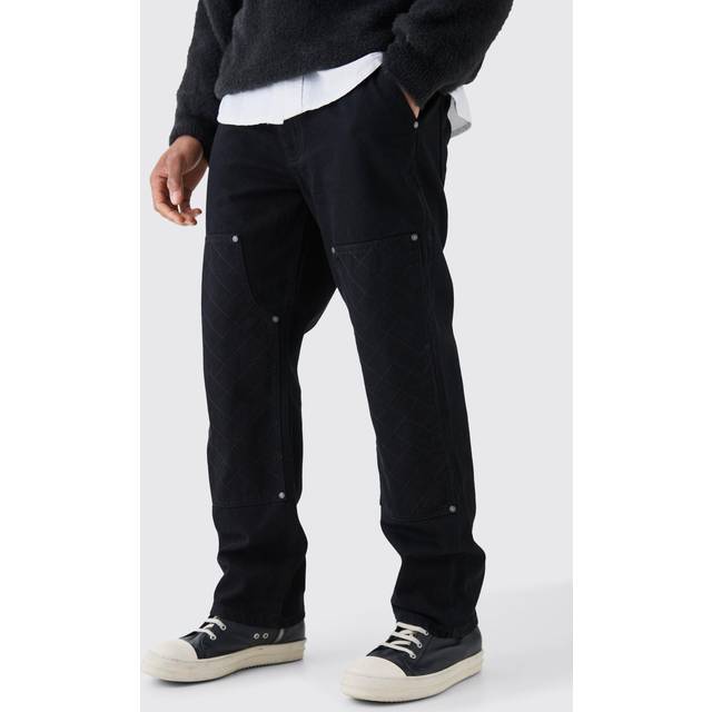 Relaxed Rigid Top Stitch Detail Carpenter Jean In Black - 28R