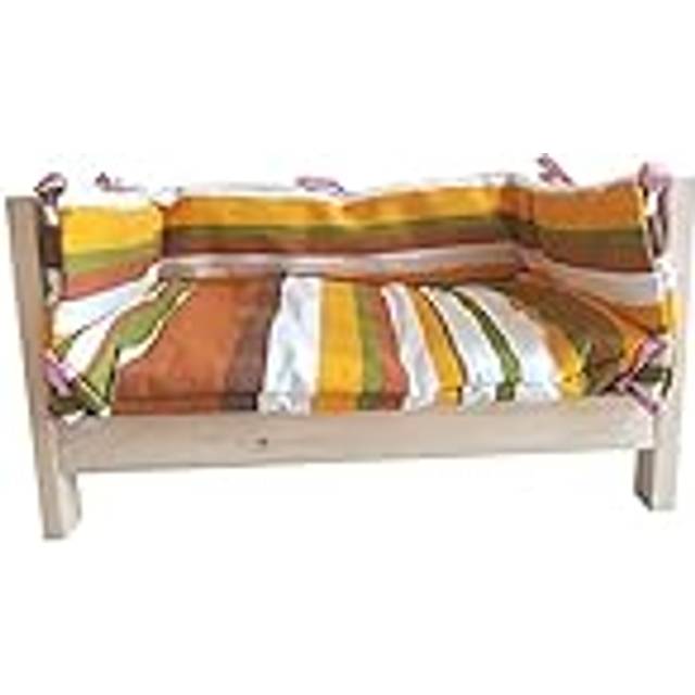 Ortopedisk träsäng för stora/medelstora/små husdjur, upphöjd Deluxe Lounge-soffa Spjälsäng med Stripe Madrass, Four Seasons Användning, Montera (Storlek: XXL(110x66x50cm)) vision
