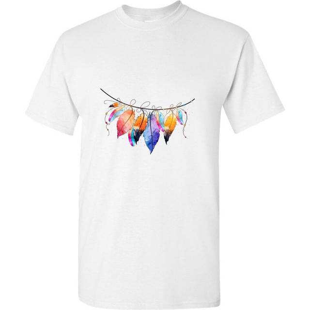 (S) Boho Style Abstract Colourful Leaf Leaves White Men T Shirt Tee Top