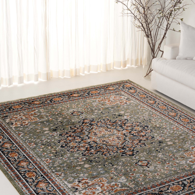 Safavieh LRL1121Y-8 7 ft. 9 in. x 9 ft. 6 in. Lauren Ralph Lauren 1100 Traditional Power Loomed Rectangle Area Rug, Green & Navy
