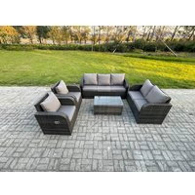 Fimous - Rattan Garden Furniture Set Outdoor Patio Sofa, Table and Chairs Garden Table Ideal for Pool Side, Balcony, Outdoor and indoor Conservatory
