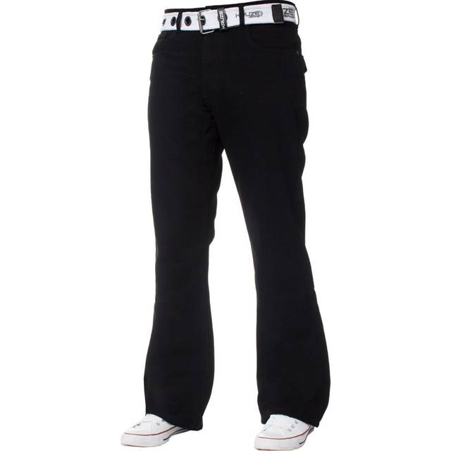 Kruze By Enzo Mens Bootcut Denim Jeans - Black Cotton - Size 44 Short
