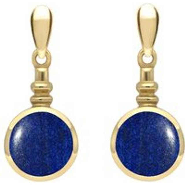 9ct Yellow Gold Lapis Lazuli Bottle Top Drop Earrings - Yellow Gold