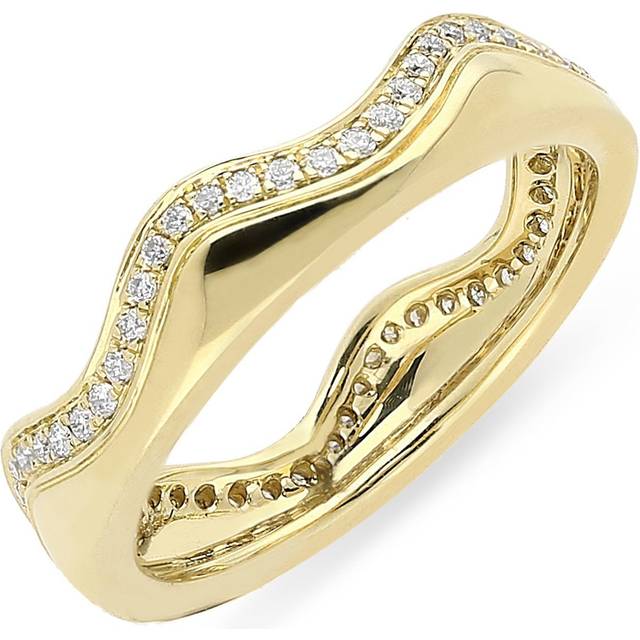 18ct Yellow Gold 0.24ct Diamond Wave Stacking Ring - Yellow Gold