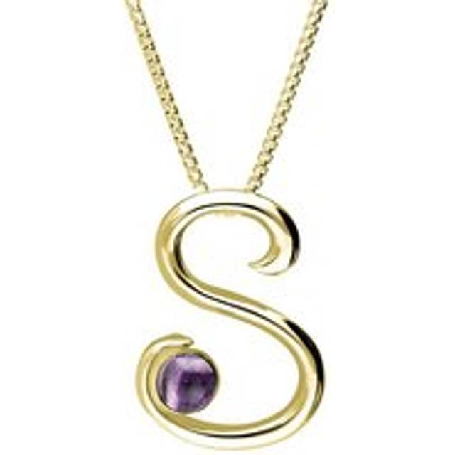 9ct Yellow Gold Blue John Love Letters Initial S Necklace - Yellow Gold