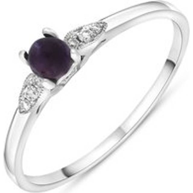 18ct White Gold Blue John 0.05ct Diamond Milgrain Shoulder Ring - Y