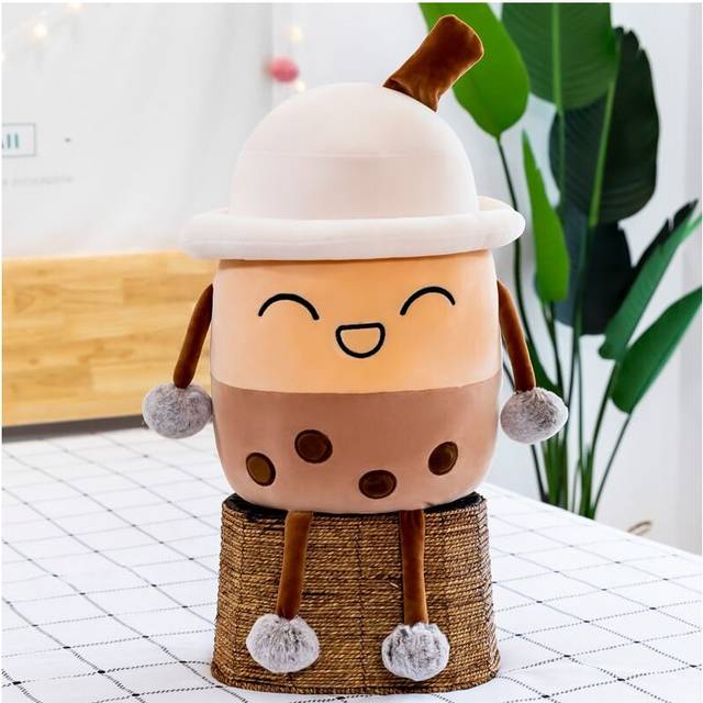 (Smile Eye, 30cm/11.8in) Bubble Tea Boba Cup Soft Milk Tea Pillow Stuffed Doll Plush Toys