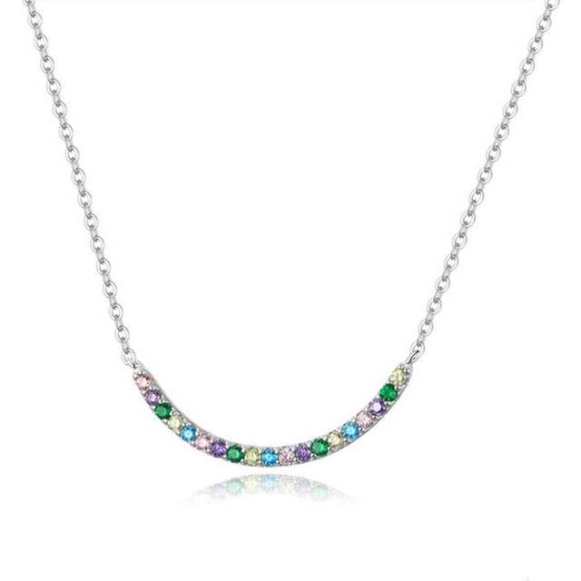 Colorful Smile Choker Chain Necklace for Women Silver plating Simple Minimalist Design Collar