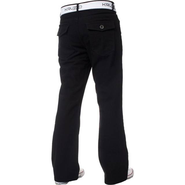 Kruze By Enzo Mens Bootcut Denim Jeans - Black Cotton - Size 42 Regular
