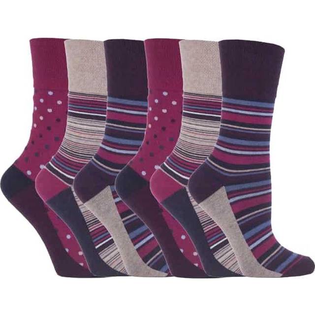 Gentle Grip Womens - 6 Pairs Ladies Non Elastic Socks - GG55 - Pink Cotton - Size UK 4-8