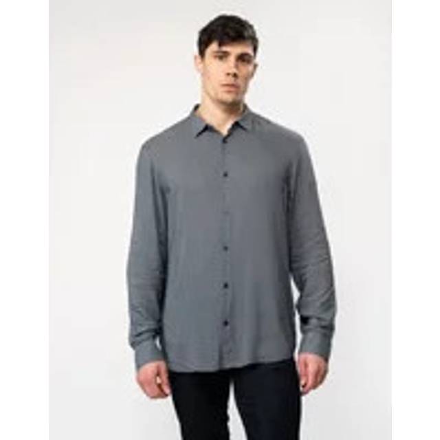 Men's Armani Exchange Mens Long Sleeve Pattern Print Shirt - Grey - Size: 38/Regular