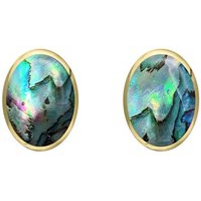 9ct Yellow Gold Abalone 7 x 5mm Classic Small Oval Stud Earrings
