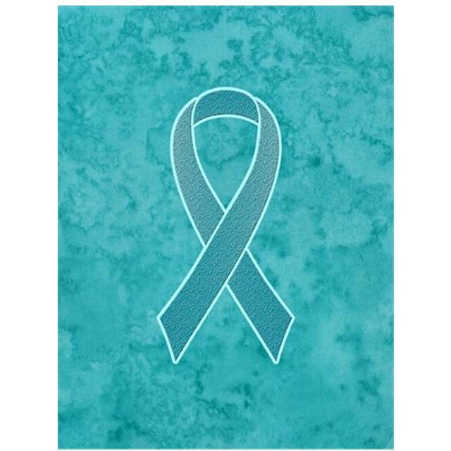 Teal Ribbon for Ovarian Cancer Awareness Canvas House Flag Size - 28 x 40 In.