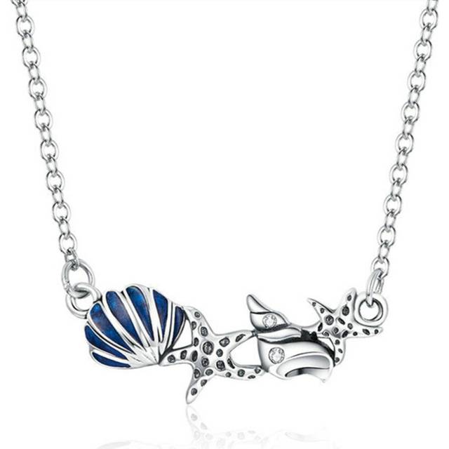 Summer Shell and Starfish Chain Necklace for Women Silver plating Adjustable Neclaces Fashion Jewelry
