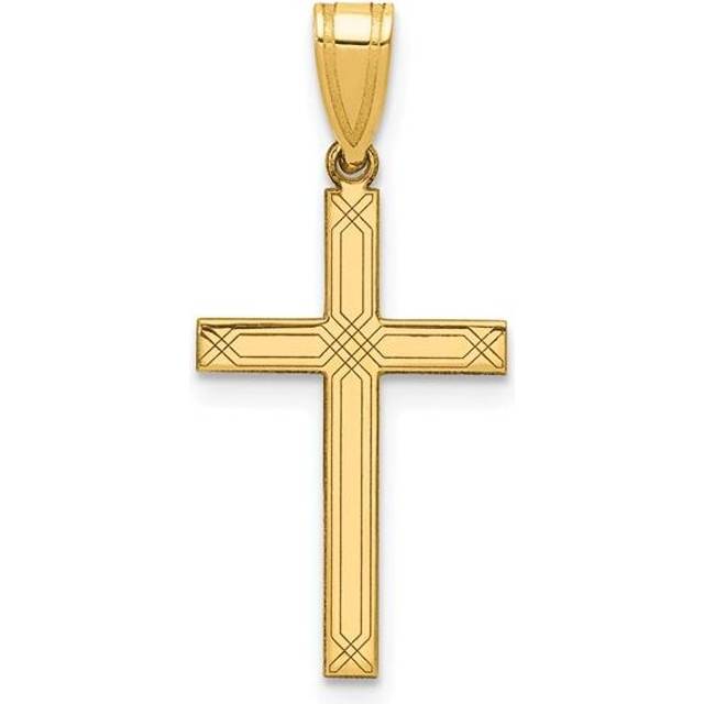 25 mm 14K Gold Cross Charm Pendant, Yellow